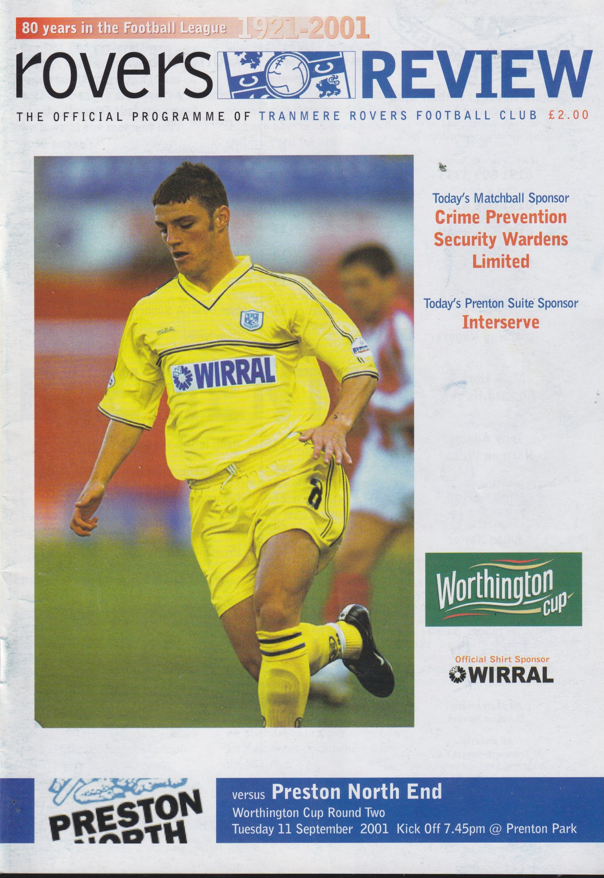 Tranmere Rovers v Preston North End match programme
